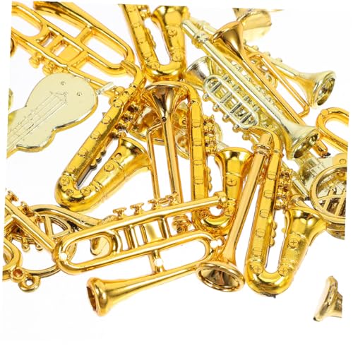 HOMOBABE 48 Stück Miniatur Musikinstrumente Set Kunststoff Gold Silber Mini Violine Trompete Saxophon Puppenhaus Deko Weihnachtsbaum Anhänger Geschenk für Musiker Sammler HOMOBABE 48 Stück Miniatur Musikinstrumente Set Kunststoff Gold Silber Mini Violine Trompete Saxophon Puppenhaus Deko Weihnachtsbaum Anhänger Geschenk für Musiker Sammler von HOMOBABE