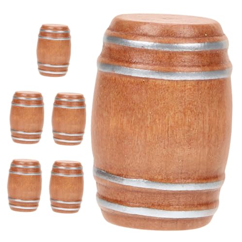 HOMOBABE 6 Stück Barzubehör Miniatur Weinfass Figur Miniaturen Puppenhauszubehör Mini Whiskyfass Miniatur Bierfässer Mini Bierfässer Modelle Aus Holz Hellbraun von HOMOBABE