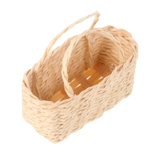 HOMOBABE Mini-aufbewahrung Skorb Mini-puppenhauszubehör Miniatur-puppenhauszubehör Kleiner Weidenkorb Kleiner Picknickkorb Puppenhaus Wäschekorb Rattan Beige von HOMOBABE