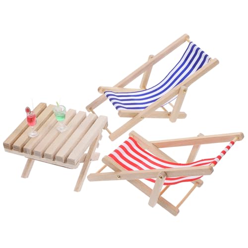 HOMOBABE Miniatur Holz Strandliegen mit Liegestühlen Tisch und Bechern Puppenhaus Möbel Handgefertigte Miniatur Stranddeko für Puppenhaus und Bastelprojekte HOMOBABE Miniatur Holz Strandliegen mit Liegestühlen Tisch und Bechern Puppenhaus Möbel Handgefertigte Miniatur Stranddeko für Puppenhaus und Bastelprojekte von HOMOBABE