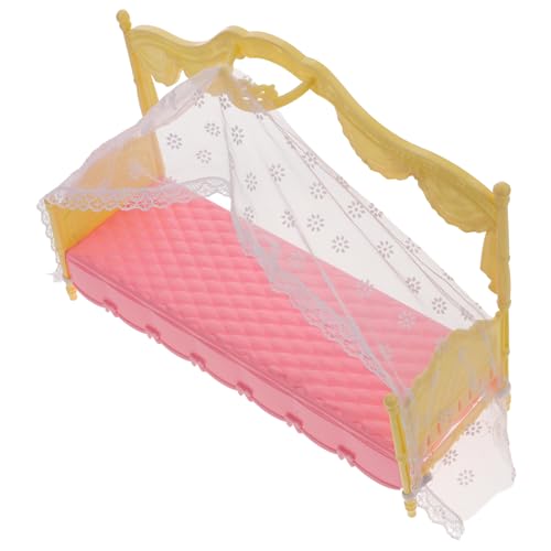 HOMOBABE Puppenmöbel Minibett kinderzimmer puppenhaus deko Kinderzimmer Accessoires DIY Puppenhaus Prinzessin Miniatur Mini-Puppenhausmöbel Puppenbettmodell Plastik Rosa von HOMOBABE