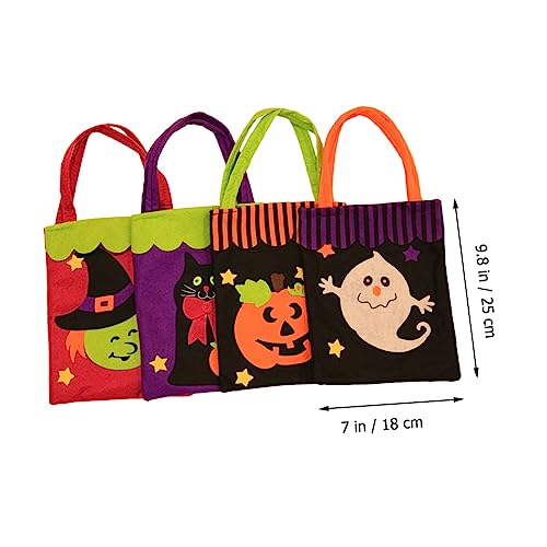 HOMOCONO 4 Stück Halloween Einkaufstasche Geschenktasche Halloween Muster Tasche Süßigkeiten Einkaufstasche Süßigkeiten Taschen Kinder Süßigkeitsbeutel Vliesbeutel von HOMOCONO