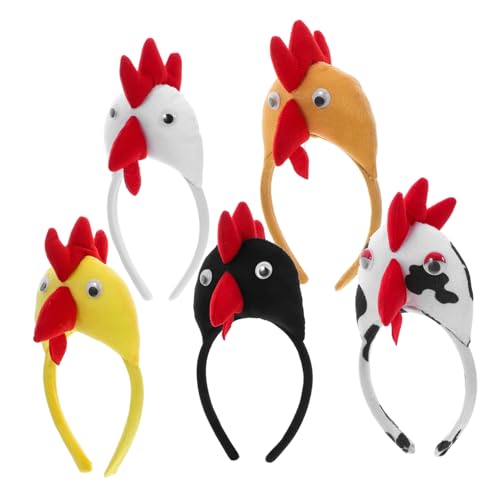 HOMOCONO 5 Stück Niedliches Stirnband Cartoon Huhn Stirnband Requisiten Huhn Kostüm Zubehör Lustiges Hahn Kostüm Huhn Stirnbänder Party Stirnband von HOMOCONO