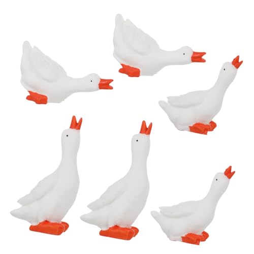 HOMOCONO 6St große weiße Gans Ornament Gans-Statue- Autospielzeug Zwerge Animal Figures Schrankdekoration rasenkante Spielzeug Tierdeko selber Machen Miniatur-Gänsefiguren Harz von HOMOCONO