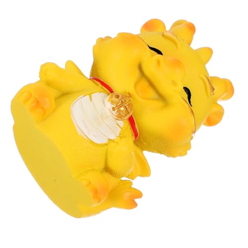 HOMOCONO Drachenverzierung Drache Miniaturfigur Jahr Der Drachenfigur Figuren Karikatur Drachenkostüm Drachengartendekorationen Drachenei Vintage Drachenstatue Drache z Yellow Harz von HOMOCONO