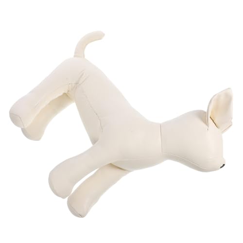 HOMOCONO Haustiermodell animal costume hundespielzeig dog accessories Hundemodell für Haustierladen schaufensterpuppe Haustier Hund Modell Hunde-Stehpuppe für Zoohandlung Leder Weiß von HOMOCONO