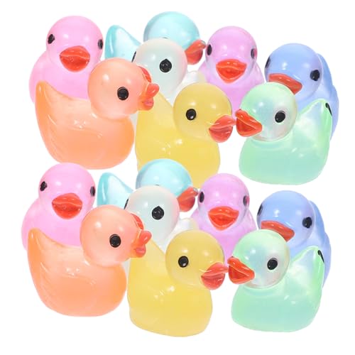 HOMOCONO Mini Harzente Ente Kleine Leuchtende Ente 50 Leuchtende Mini Aus Harz Figuren Für Mikrolandschaft Puppenhaus Und Aquarium Kleine Entenskulpturen von HOMOCONO