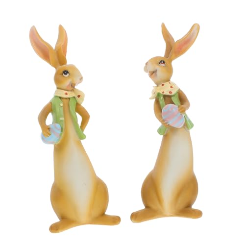 HOMOCONO Niedliche Hasendekoration Osterdeko Statue Gartendekorationen Kaninchen Hasen Dekorationen Frühlingsdeko Für Zu Hause Frühlingsdekor Hasenfiguren Osterhase Heimdekoration Harz von HOMOCONO