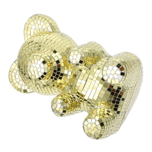 HOMOCONO Reflektierende Dekorative Ornamente Disco Bär Hochzeit Disco Kugel Disco Kugel Tierspiegel Disco Kugel Disco Kugel Statue Glitzernde Disco Kugel Reflektierende Disco von HOMOCONO