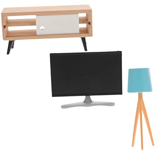 HOMSFOU 1 Satz Mini-Schlafzimmer-Accessoires Mini-puppenmöbel Mini- -tischlampe Puppenhaus Fernseher Puppenhaus-tv-ständer Mini-tv-Fernseher Kabinett Holz Flüssigkristall Kind von HOMSFOU