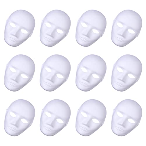 HOMSFOU 12 Stück Weißes Papier Unbemalte Diy-Maskerade-Maske Komplettes Leeres Kostüm Für Cosplay Halloween Kostüm Maskerade Party-Maske von HOMSFOU