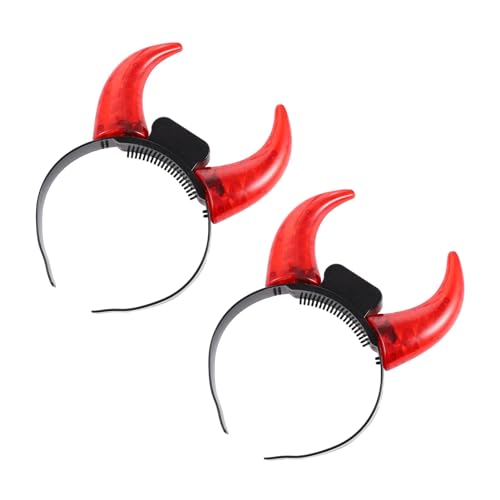 HOMSFOU 2pcs LED Teufel Hörner Haarbänder,Teufel Ohren Haarband,Kopfschmuck zu Halloween, Hörner Headwear Karneval Partys (Red) von HOMSFOU