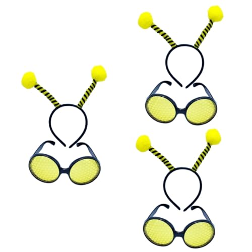 HOMSFOU 3 Sätze Biene Stirnband Brille Biene Haarband Cosplay Bienen Requisiten Bienenstirnband Und Brille Kopfbedeckung Für Sommerkostüme Bienenbrille Kunststoff Zubehör Kind Erwachsener von HOMSFOU