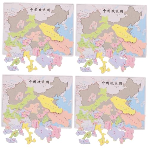 HOMSFOU 4 Sätze Kindererziehungsspielzeug Lustiges Geografisches Interaktives China-kartenspielzeug China-kartenrätsel China-Karte-lernspielzeug Passendes Papier von HOMSFOU