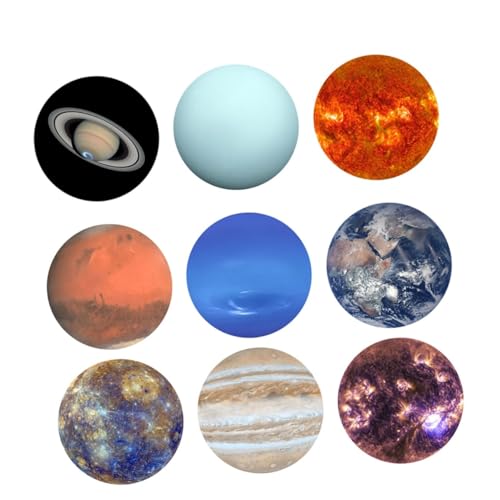 HOMSFOU 9St Aufkleber für Wasserflaschen Weltraum-Partyzubehör Kuchen Aufkleber Planeten Sticker partydekoration Planeten-Aufkleber Kuchen Topper Laptop Zylinder Sonnensystem von HOMSFOU