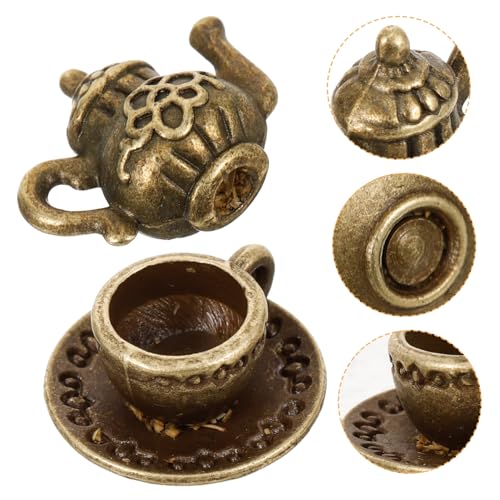 HOMSFOU Miniatur-Teekannen-Set aus Metall für Puppenhaus, winzige Mini-Teetassen mit glatter Oberfläche, Mikro-Szene, DIY-Dekoration, stabil, sicher, Mini-, Zubehör für Puppenhaus-Display HOMSFOU Miniatur-Teekannen-Set aus Metall für Puppenhaus, winzige Mini-Teetassen mit glatter Oberfläche, Mikro-Szene, DIY-Dekoration, stabil, sicher, Mini-, Zubehör für Puppenhaus-Display von HOMSFOU