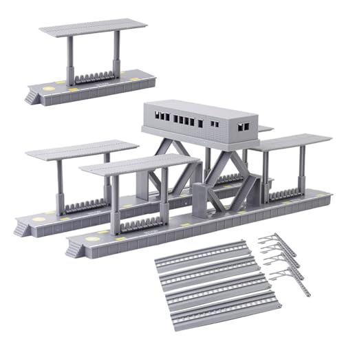HOMSFOU Modellbahn Sandtisch Bahnsteig Wartehalle Schienen Masten DIY Landschaft Zubehör für Miniatur Zugszenerie HOMSFOU Modellbahn Sandtisch Bahnsteig Wartehalle Schienen Masten DIY Landschaft Zubehör für Miniatur Zugszenerie von HOMSFOU