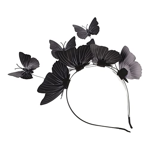 HOMSFOU Schmetterling Fascinator Hut Stirnband Schmetterling Haarband Reifen Festival Kopfschmuck für Frauen Halloween Kostüm Zubehör Schwarz von HOMSFOU