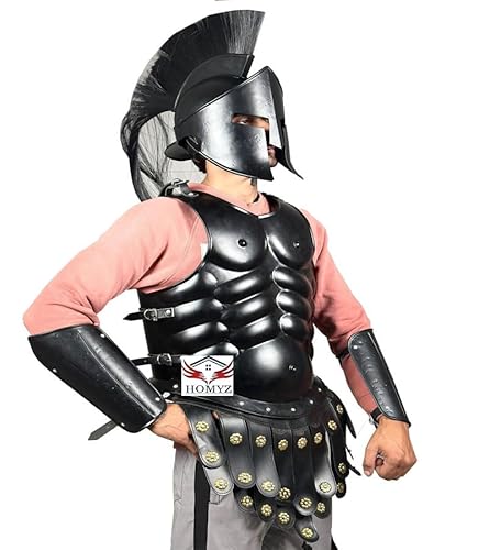 HOMYZ Armor Black 300 Spartan Helm Maximus Muskelpanzer Jacke & Armschutz für Halloween-Kostüm, perfekt für Sammler von HOMYZ