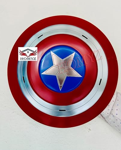 HOMYZ Armor Captain Shield 55,9 cm Baustahl Captain America runder Stahlschild für Hallwoeen Ledergriff Wanddekoration von HOMYZ