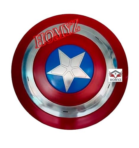 HOMYZ Armor Captain Shield Mittelalter Stahlschild Einheitsgröße Halloween Kostüm Amerika Runder Schild Metall Cosplay und Rollenspiel Schild Wand Home Decor von HOMYZ