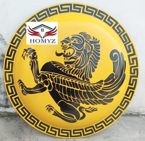 HOMYZ Armor Griechischer Hoplite Wikinger Römischer runder Schild Halloween Kostüm handgefertigt gelb & schwarz Cosplay Mittelalter Schild Wanddekoration von HOMYZ