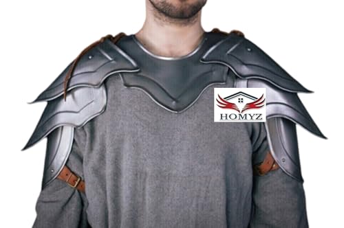 HOMYZ Armor Steel LARP Schulterschutz und Gorget Set Mittelalter Larp Kostüm von HOMYZ