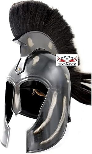 HOMYZ Armor Troy Griechischer Achilles-Trojaner-Helm Trojaner-Helm Brad Pitt Mittelalter Troy Helm Schwarz Antik Polnisch W/Plume Armor Helm von HOMYZ