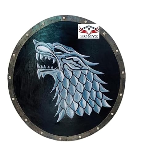 HOMYZ Mittelalter Wikinger Holzschild Sammlerstück Schild Wikinger Larp Rüstung Cosplay Armor Dragon Designer Black Shield von HOMYZ