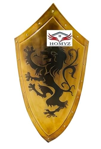 HOMYZ Mittelalterlicher Drachenpanzerschild, hochwertiger Stahl, ca. 71,1 cm, funktionale Rüstung, Ritter, Kampfkrieger, Kostüm, Halloween, Schild, Wanddekoration von HOMYZ