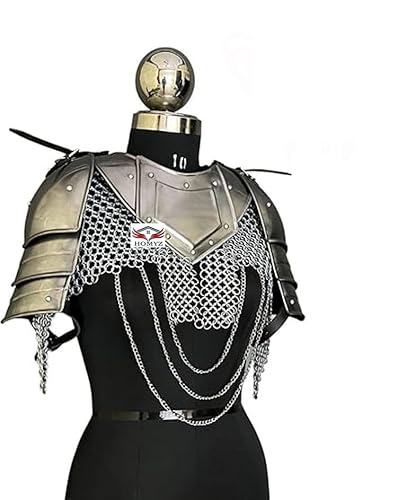 HOMYZ Mittelalterlicher Ritter Brave Female Armor Gorget Pouldron Armor Cosplay Armor Sca Larp Armor Geschenke für Frauen von HOMYZ