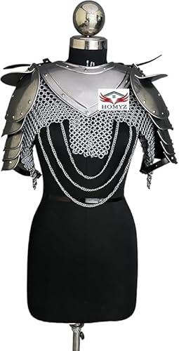 HOMYZ Mittelalterlicher Ritter Brave Female Armor Gorget Pouldron Armor Cosplay Armor Sca Larp Armor Geschenke für Frauen von HOMYZ