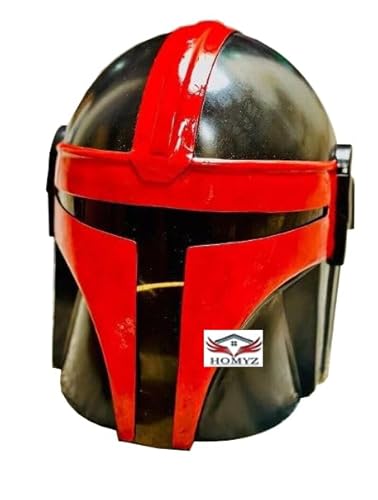 HOMYZ Mittelalterlicher Star Wars The Black Series Mandalorian Steel Helmet Larp Wearable Helmet Cosplay Prop Mandalorian Steel Helm von HOMYZ