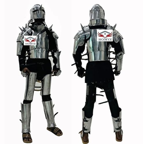 HOMYZ Mittelalterliches Alphonse Elric Vollanzug der Rüstung aus Metall Alchemist Stahl Rüstung ~ Alchemist Armor Steel Kostüm ~ Battle Warrior Ganzkörperrüstung für Halloween von HOMYZ