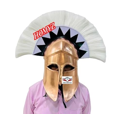 HOMYZ Mittelalterliches antikes Kostüm Amour römischer griechischer korinthischer Helm Kupfer Antikhelm LARP SCA Rollenspiel Rüstung Helm W/Feder für Halloween von HOMYZ