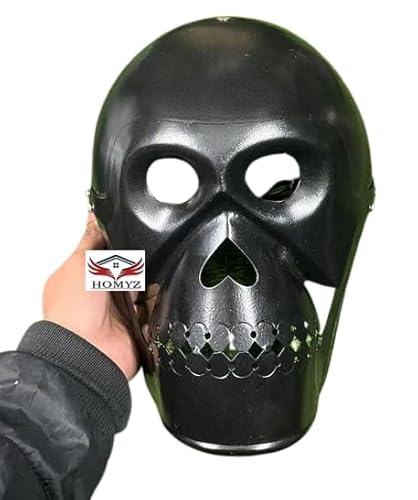 Mittelalterlicher schwarzer Gesichtshelm, Dämonische Rüstung, Totenkopf-Gesichtsmaske, Helm, vollständig tragbar, Kampfbereite, Lederriemen, Helm für Halloween von HOMYZ