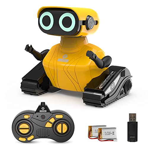 HONGCA Ferngesteuerter Roboter Kinder, Wiederaufladbarer RC Roboter mit Fernbedienung, Touch Sensor, LED-Augen, Programmierung, Aufnahme, Spielzeug für Junge Mädchen von 3-12 Jahre - Gelb von HONGCA