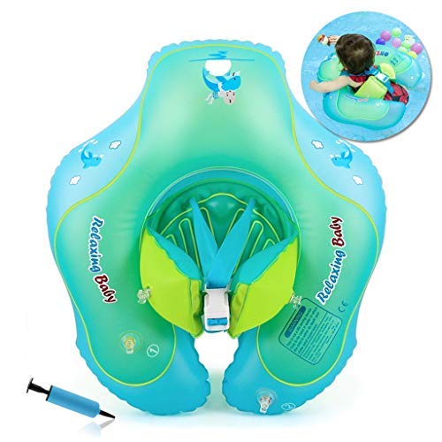 HONGCI Baby Schwimmring Baby Float Schwimmreifen mit Pumpe, Baby Schwimmen Ring Baby Schwimmhilfe Kinder Schwimmring Aufblasbarer Einstellbare Life Boje Schwimmtrainer für Baby (6 - 36 Monaten,L) von HONGCI