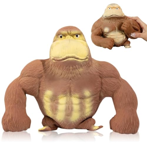 Gorilla Stress Toy, Gorilla-Stressabbau-Spielzeug, Stress Spielzeug, Squishy Monkey Toy, Gummi Squishy Monkey, Gorilla Spielzeug Zum Stressabbau, für Kinder und Erwachsene (Braun) von HONGECB