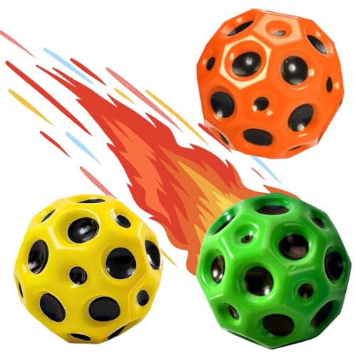 HONGECB Space Moon Ball, Sprünge Gummiball, Galaxy Ball, Bouncing Ball Hohe Mondball Lavaball, Spielzeug Planeten Hüpfbälle Für Kinder Im Freien, Orange + Gelb + Grün von HONGECB