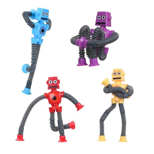 4 Stück Telescopic Robots, Teleskopsaugnapf Roboter Spielzeug, Teleskop-Saugnapf Roboter Spielzeug,Telescopic Suction Cup Roboter Toy,Teleskopsaugnapf Roboter Spielzeug von HONGECB