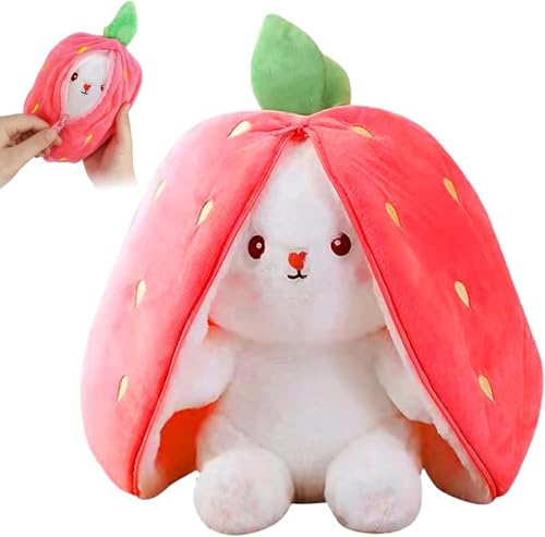 Hasen Kuscheltier Verstecken, Plush Hasen, Osterhase Plüschtier Hase, Stofftier Plüsch Hasen Versteckspiel, Hase Kuscheltier Plüschtiere, Kuscheltier Osterhase Puppe Geschenk Für Kinder (Erdbeeren) von HONGECB