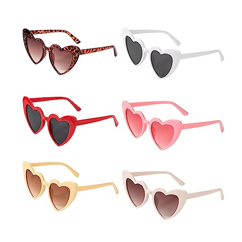 HONGXIN-SHOP Herz Party Brillen Damen Sonnenbrille Vintage Party Sonnenbrille für Fasching Musikfestivals Party Bar Feuerwerk Musik Freien Party Bar Nachtclub 6 Stück von HONGXIN-SHOP