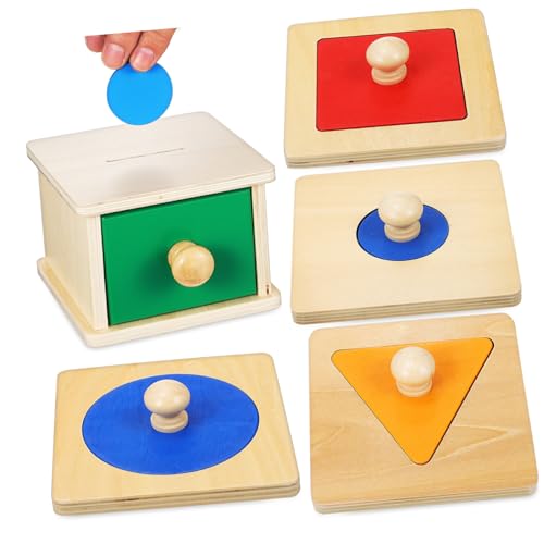 HONITANO 2 Satz Teiliges Montessori Holzspielzeug mit Geometrischen Puzzlebausteinen und Handlicher Münzbox für Kleinkinder Feinmotorik Formen und Farberkennung HONITANO 2 Satz Teiliges Montessori Holzspielzeug mit Geometrischen Puzzlebausteinen und Handlicher Münzbox für Kleinkinder Feinmotorik Formen und Farberkennung von HONITANO