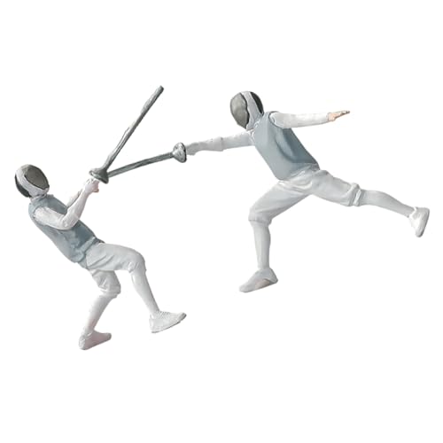 HONITANO 2 Stück Fechtpuppenmodell Sport Miniaturen Fencing Modelle Fencing Sammlermodell Fencing Match Modelle Fechtfiguren Modell deko Mini-Menschen-Modell Miniaturszenen Harz von HONITANO