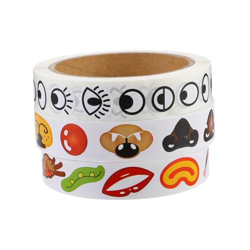 HONITANO 3 Rollen Cartoon Aufkleber Teilig mit Augen Nase Mund Selbstklebend für DIY Bastelprojekte Kreative Sticker für Scrapbook Laptop Wasserflasche und Farbig HONITANO 3 Rollen Cartoon Aufkleber Teilig mit Augen Nase Mund Selbstklebend für DIY Bastelprojekte Kreative Sticker für Scrapbook Laptop Wasserflasche und Farbig von HONITANO