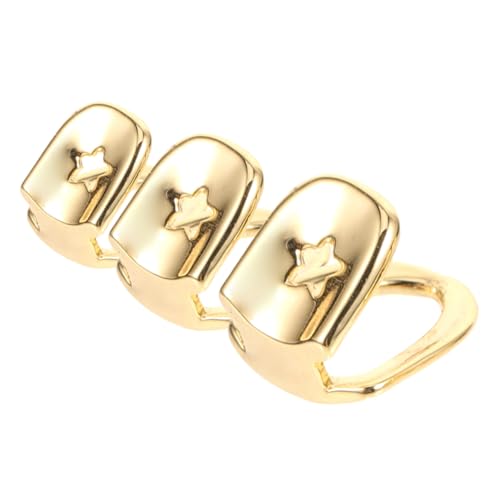 HONITANO 3 Stück Goldene Hip Hop Zahnkappe aus Kupfer Einzeln Komfortabel Sitzend Langlebig für Cosplay Party Halloween Männer und Frauen Stylisches Schmuckaccessoire HONITANO 3 Stück Goldene Hip Hop Zahnkappe aus Kupfer Einzeln Komfortabel Sitzend Langlebig für Cosplay Party Halloween Männer und Frauen Stylisches Schmuckaccessoire von HONITANO