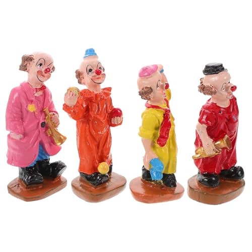 HONITANO 4 Stück Clown-Ornamente Clown Figuren Clown-Zubehör süßer Clown Mini-Clown Clown- Clownfiguren Clownspielzeug Clown-Accessoires für Frauen Harz von HONITANO