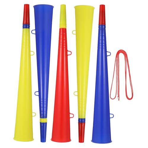 HONITANO 5 Stück Teiliges Bunte Kunststoff Trompeten Stadion Horn Lautes Anfeuerungsgerät für Sportfans Party Fanfaren für Fußballspiele Abschlussfeiern und Events HONITANO 5 Stück Teiliges Bunte Kunststoff Trompeten Stadion Horn Lautes Anfeuerungsgerät für Sportfans Party Fanfaren für Fußballspiele Abschlussfeiern und Events von HONITANO