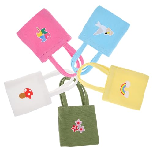 HONITANO 5 Stück Teiliges Miniatur Puppen Handtaschen aus Canvas Bunte Mini Schultertaschen für Puppenhaus Zubehör Kreative für Puppensammler HONITANO 5 Stück Teiliges Miniatur Puppen Handtaschen aus Canvas Bunte Mini Schultertaschen für Puppenhaus Zubehör Kreative für Puppensammler von HONITANO